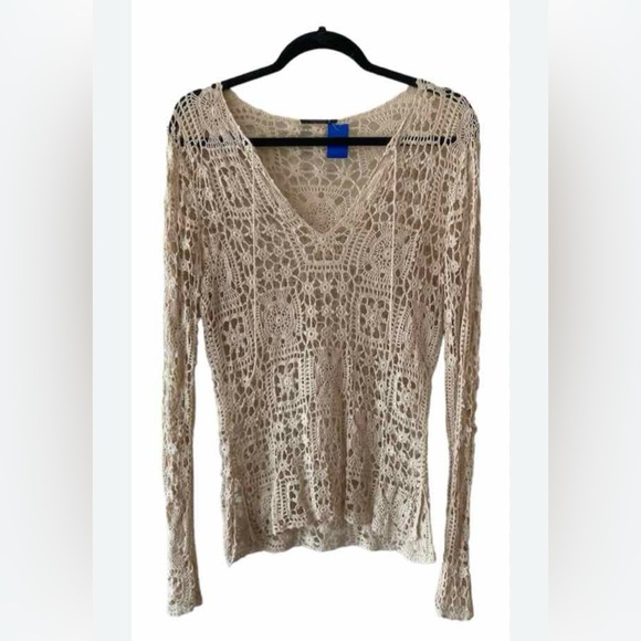 Elie Tahari Crochet Cream Top Size Small - Picture 1 of 5